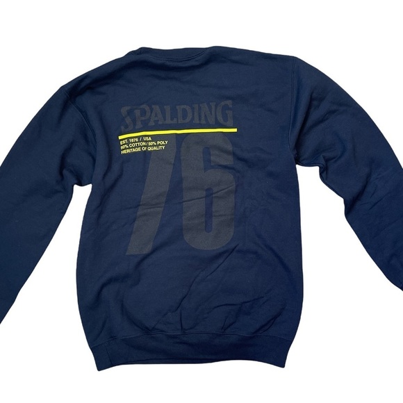 SPALDING MEN'S NAVY LOGO CREWNECK COTTON FLEECE SWEATSHIRT - Picture 4 of 11